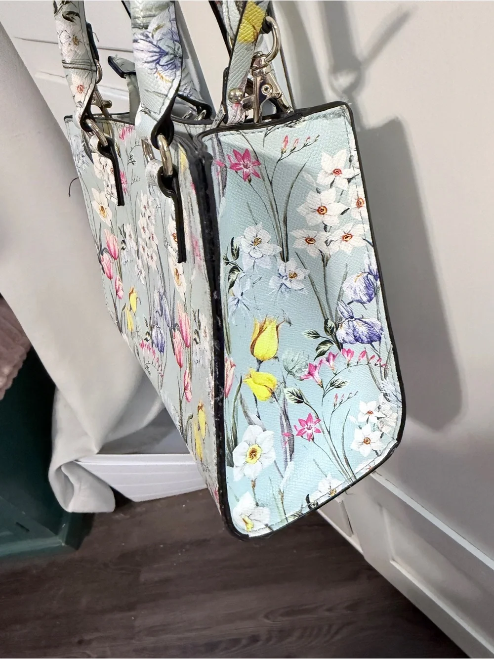 Aldo Light Blue Floral Top-Handle Shoulder Bag
